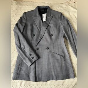 J. Crew Charcoal Houndstooth Double-Breasted Blazer